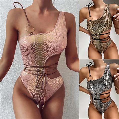 Bikini Sexy con estampado de piel de serpiente para mujer bañador de