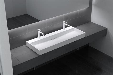 Lavabo double vasque à poser ou suspendu 120cm x 46cm x 11cm évier