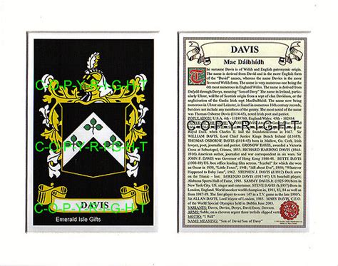 Heraldic Mounts - Davis Family Crest and History