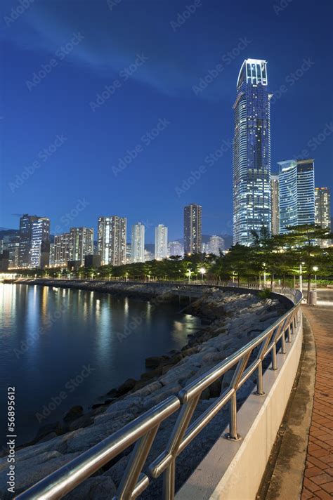 Hong Kong Harbor at night Stock Photo | Adobe Stock