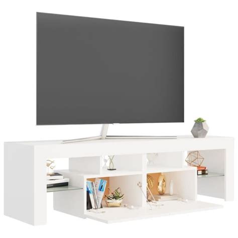 Meuble Tv Vingvo Blanc Led Rvb X X Cm Cdiscount Maison