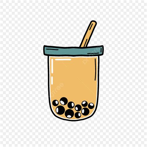 Boba Milk Tea Clipart Vector Boba Pearl Milk Tea Cup Hand Drawn