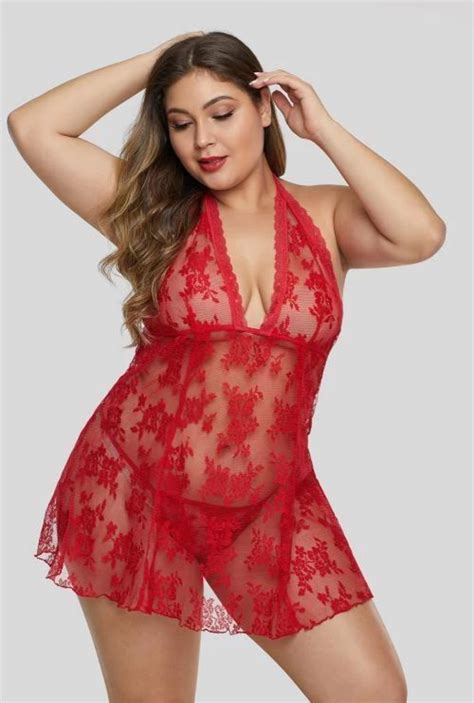 Red Open Back Floral Lace Plus Size Lingerie Estilo Philippines