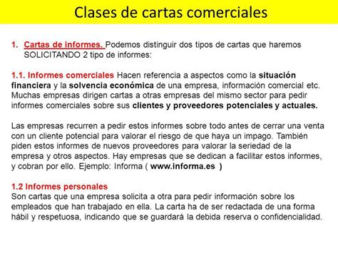 Clasificacion Y Tipos De Cartas Comerciales