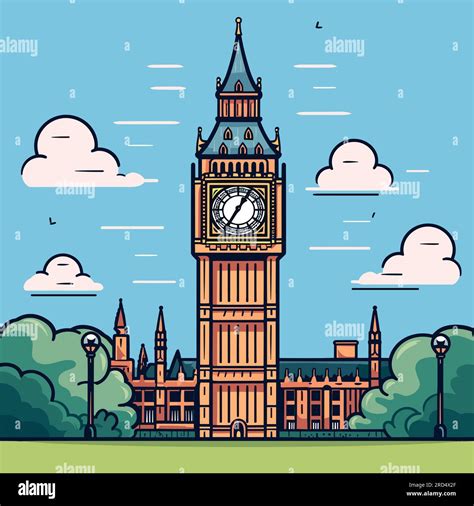 Big Ben Big Ben Dibujado A Mano Ilustración Cómica Vector Doodle