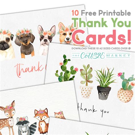 10 Free Printable Thank You Cards You Can't Miss - The Cottage Market