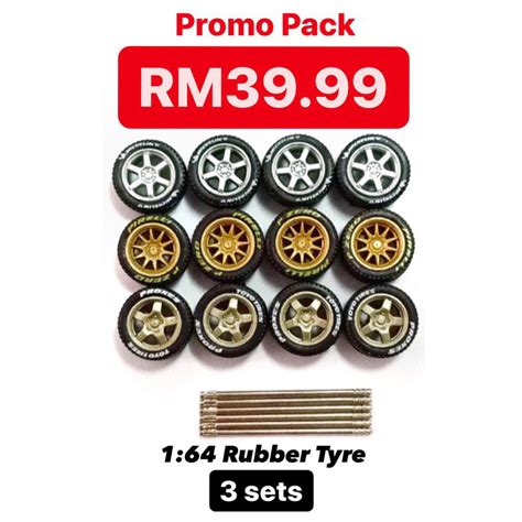 Tayar Getah Fit Hot Wheels Custom Rim JDM Long Axle Rubber Tyre Mm TE CE Spoke