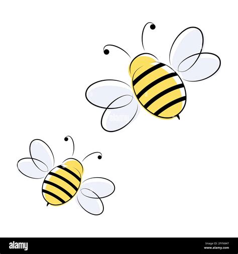 Honey Bees Characters Cute Happy Bee Vector Illustration Isolated On