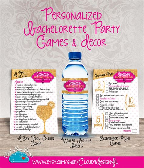 Bachelorette Party Water Bottle Labels Custom Printable Etsy