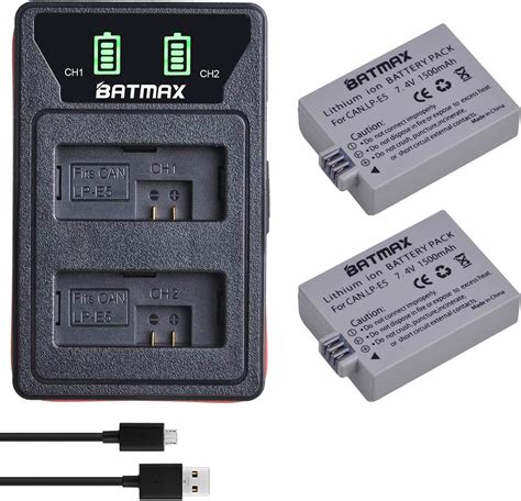 Amazon Batmax Packs Lp E Battery Led Dual Bulit In Usb