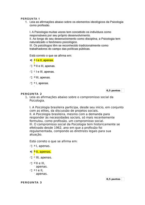 Questionario 1 Praticas Sociais P E R G U N TA 1 1 Leia As