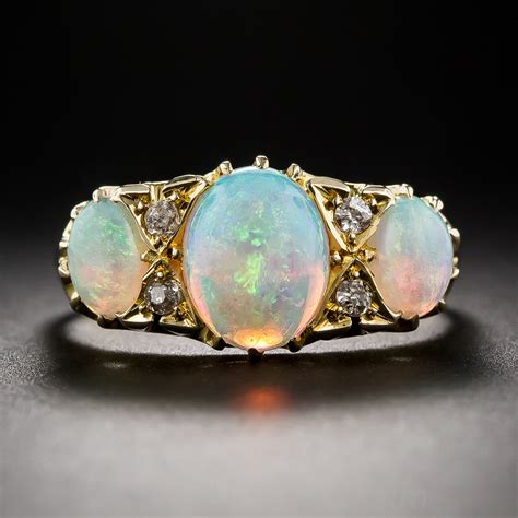 Antique English Three Stone Opal Ring