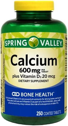 Spring Valley Calcium Plus Vitamin D Tablets 600 Mg 250