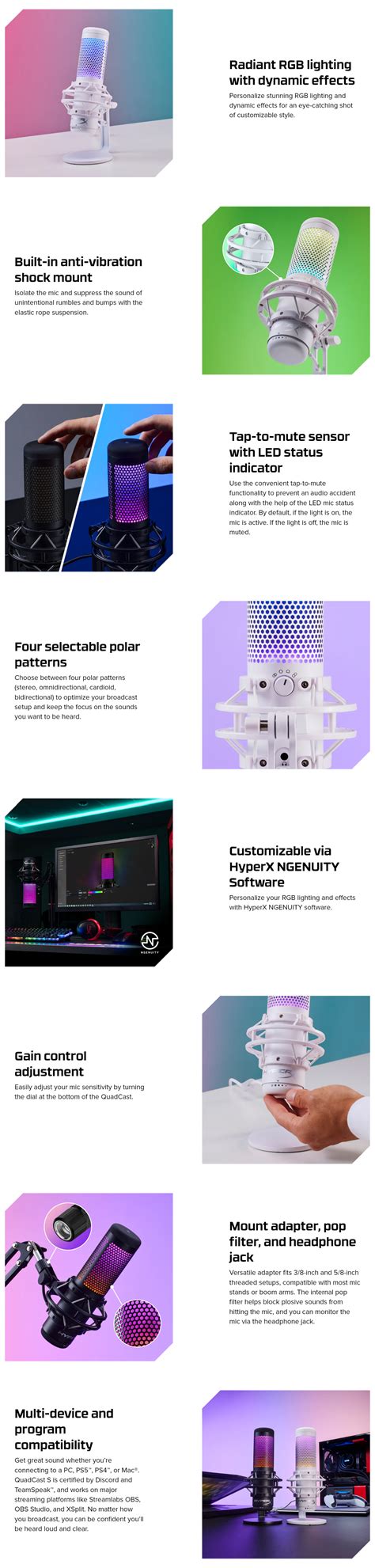 HyperX QuadCast S RGB USB Condenser Microphone - msy.com.au