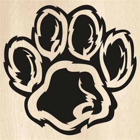 Tiger Paw Black Svg Simba Paw Print Vector File Paw Svg Cut Files