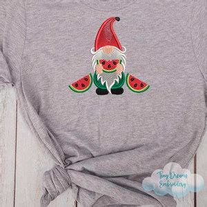 Gnome Digital Machine Embroidery Design Watermelon Gnome Embroidery