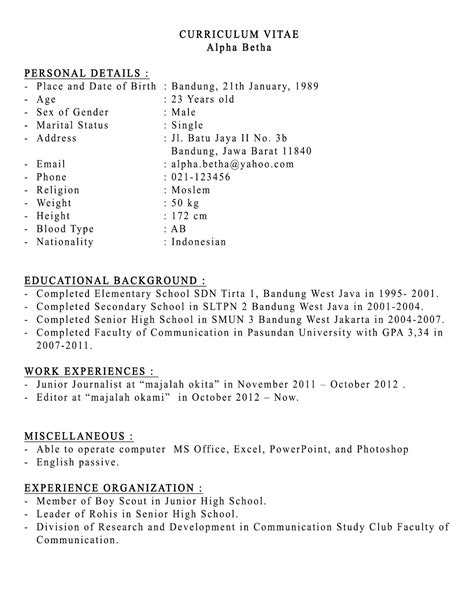 cara membuat cv untuk melamar kerja