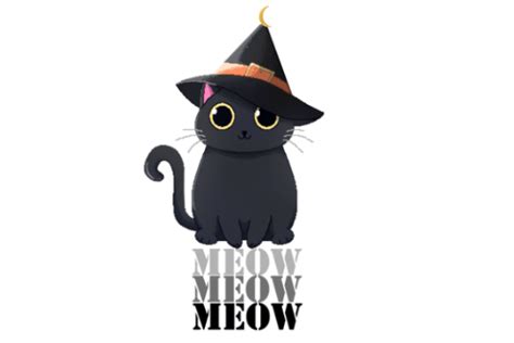 Meow Black Cat Hat Graphic By Offf4 · Creative Fabrica