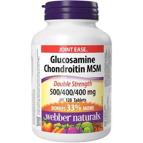 Webber Double Strength Glucosamine Chondroitin MSM 500/400/400 mg for ...