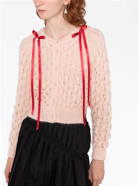 Simone Rocha Bow Embellished Bubble Knit Cardigan Farfetch