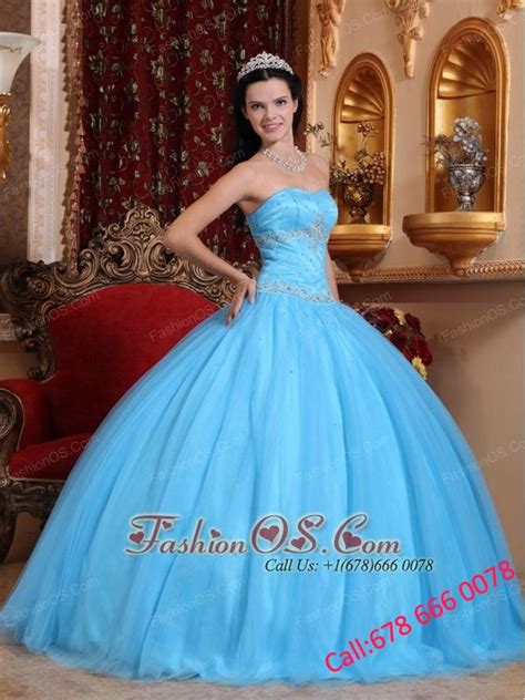 Classical Aqua Blue Quinceanera Dress Sweetheart Tulle And Taffeta