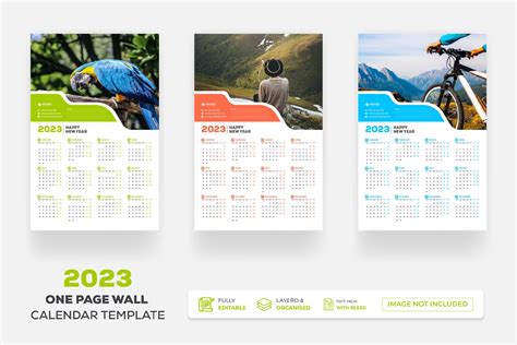 One Page Wall Calendar 2023 Template Graphic by Mk_Studio · Creative ...