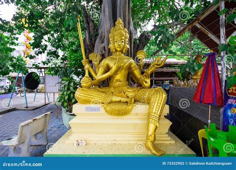 Beautiful Big Golden Brahma Statue Stock Photo Image Of Hindu Buddha