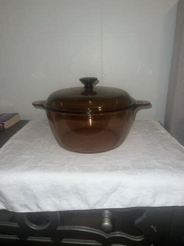 Corning Ware Visions Amber Glass Cookware 4 5L 5Qt Dutch Oven Stock Pot