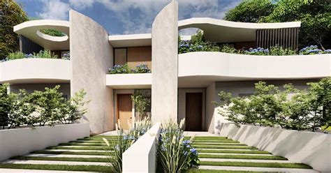 Curved Design Residential Duplex Architecture Exterior Architecture