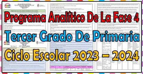 Programa Anal Tico De La Fase Del Tercer Grado De Primaria Para El