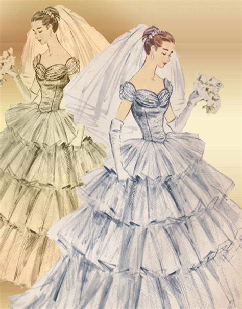 Mccalls 3113 1950s Wedding Dress Pattern Four Tiered Skirt Etsy