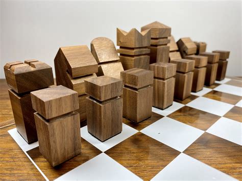 Mid Century Modern Wood Chess Piece Set // Size Small pieces Only, Board Not Included - Etsy