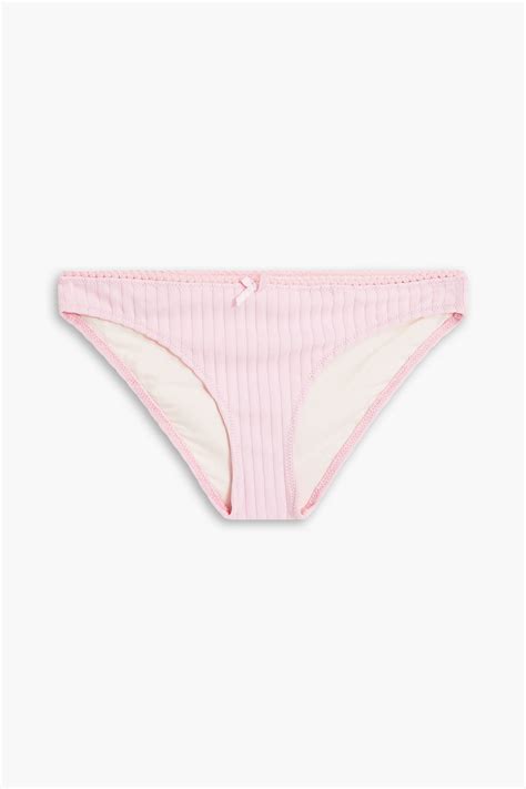 Solid Striped Daphne Ribbed Low Rise Bikini Briefs In Pink Modesens