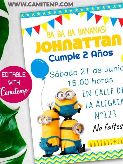 INVITACION LOS MINIONS Minions Invitations Templates