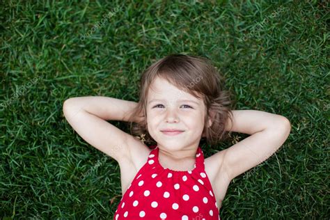 Little Girl Lying Grass Model