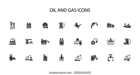 Oil Gas Icon Setvectoreditable Strokelinear Style Stock Vector (Royalty ...