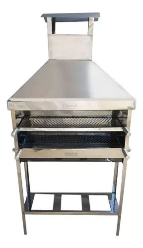 Churrasqueira Espetinho Inox Grande L90 Coifa 2 Grelhas