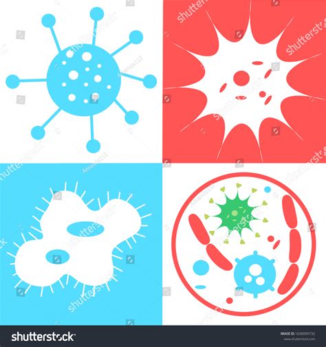 Bacteria Microbes Viruses Icons Set Sign Stock Vector Royalty Free