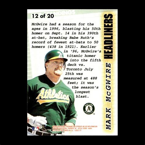 Mark McGwire 1997 Fleer Oakland Athletics 12 R313I 47 EBay