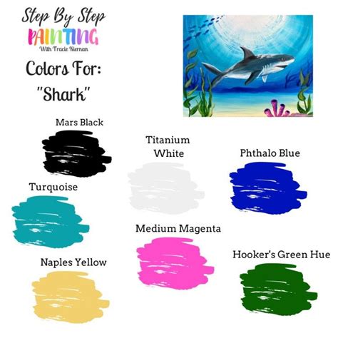 Shark Painting - Step By Step Online Acrylic Tutorial in 2022 | Shark ...