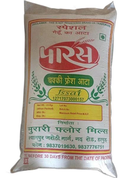 Indian Wheat 45Kg Paras Chakki Fresh Atta Packaging Type Bag At Rs