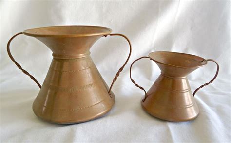 Elegant Vintage Copper Vases With Aged Patina Medium And Small Sizes