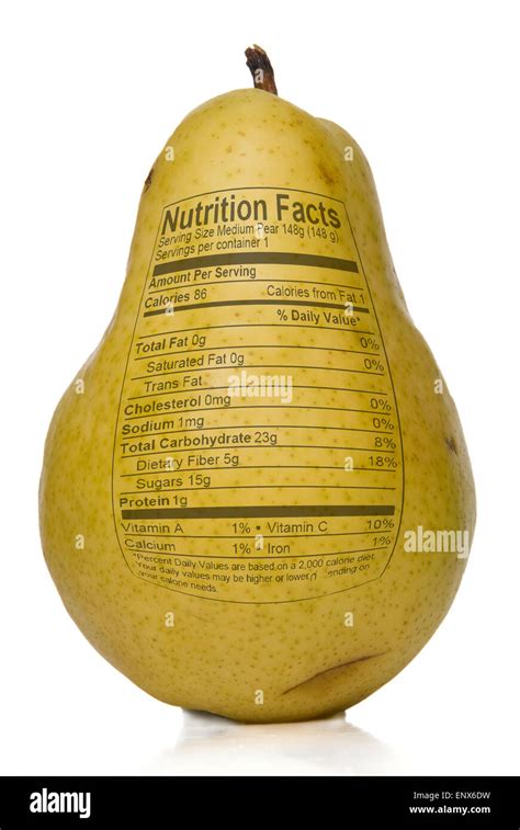 Pear Nutrition Facts Stock Photo Alamy