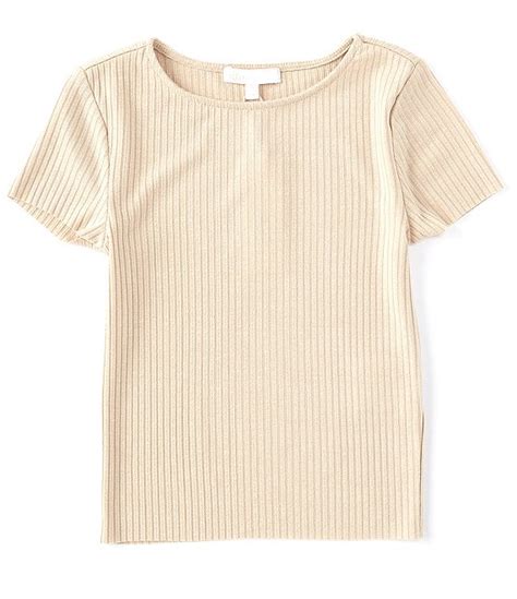 Gb Girls Big Girls 7 16 Short Sleeve Rib Knit Tee Dillards