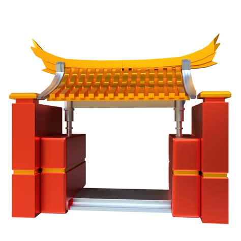 Chinese New Year Icon Gold Temple Gate 3d Render 16652557 Png