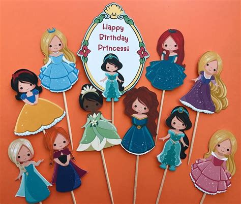 Disney Princess Cupcake Toppers 10 Disney Princesses Inspired Etsy