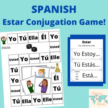 Spanish Estar Conjugation Board Game Yo Tú Usted Él Ella Elle