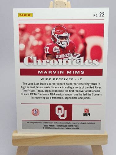 Panini Chronicles Draft Picks Blue Marvin Mims Rc For