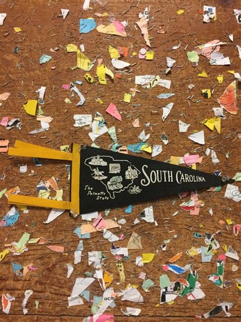 South Carolina State Black Felt Pennant Vintage Wall Hanging Etsy