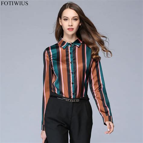 High Quality Women Fashion 2018 Striped Shirt Women Long Sleeve Elegant